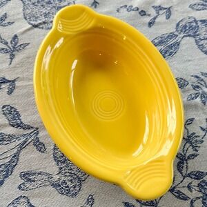 Fiesta Sunflower Yellow Individual Oval Casserole Dish 9.25" Ceramic Bowl USA